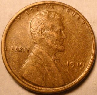 1919 S Lincoln Wheat Penny Higher Grade Vintage Coin photo