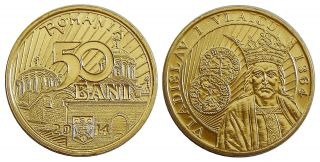 Romania 50 Bani 2014 Vladislav I Vlaicu Commemorative Coin Unc photo