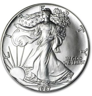 1987 1 Oz Silver American Eagle Coin - Brilliant Uncirculated Bu photo