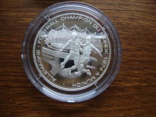 Benin 1000 Francs 2001 Silver Proof World Cup Soccer In Munich 1974 408 photo