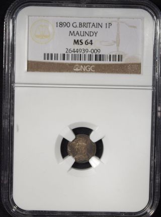 1890 Great Britain Victoria Silver Maundy Penny Jubilee,  Ngc 64, photo