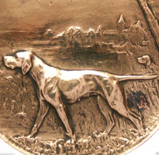 Pointer Dog & Great Dane Decors Antique Bronze Art Medal Signed J.  Merculiano photo