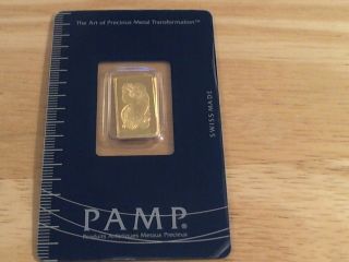 2.  5 Gram Bar Of.  9999 Fine Gold By Pamp Suisse In Assay Card photo