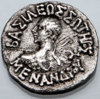Baktria Indo - Greeks Menander I Soter 55 - 130 Bc Ar Drachm 