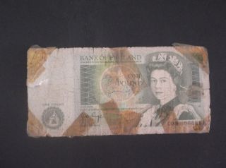 Old English Bank Of England £1 One Pound Banknote Bill Currency Paper Money photo