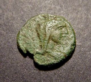Ancient Coin,  Thessalonica,  Macedonia,  Veiled Tyche,  Full Legend,  Greek Letters photo