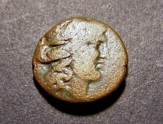 Ancient Greek Coin,  Athena Hurls Spear,  Apollo,  Thessaly In 2nd Cent.  Bc photo