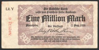 German 1 Million Mark 1923 Series: Y02152 (f) photo