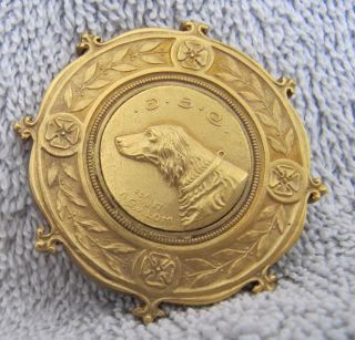 1917 Rare Dutch Hunting Dog Medal Irish Setter Club Signed A G V Lom 4 Clovers photo