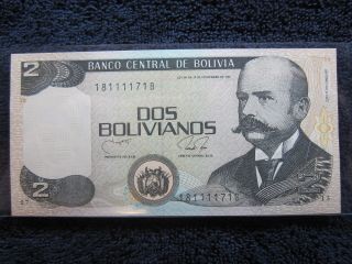 Bolivia 2 Bolivianos Note Nd (1987),  Pick 202b Unc photo
