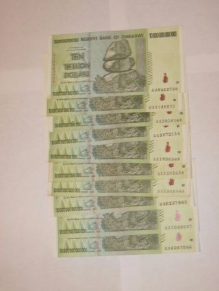 7 - 50 Trillion Zimbabwe Dollars Crisp Uncirculated,  7 - 10 Trillion Zim Note photo