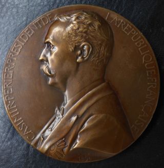 Art Nouveau Bronze Medal President Casimir Perier 1894 By Chaplain photo