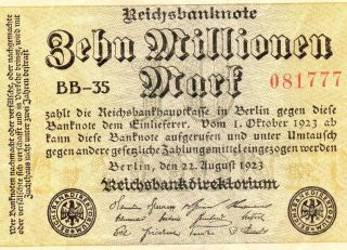 Xxx - Rare 10 Million Mark Weimar Inflation Banknote 1923 Mayby Unc photo