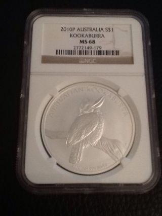 Kookaburra Ngc Ms 68 2010p Australia $1 Silver Coin.  999 Silver photo