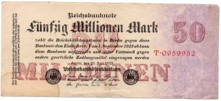Xxx - Rare 50 Million Mark Weimar Inflation Banknote 1923 Good Cond photo
