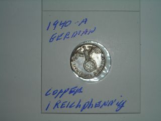 Germany - 3rd Reich - German 1940 - A - 1 Reichspfennig - Ww 2 Coin - Copper photo