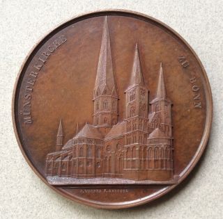 Large Architectural Bronze Wiener Medal Bonn Cathedral Germany 1855 photo