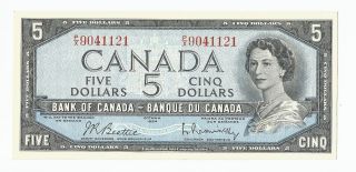 & Crisp Canadian Five Dollar 1954 Edition Bill Currency Note photo