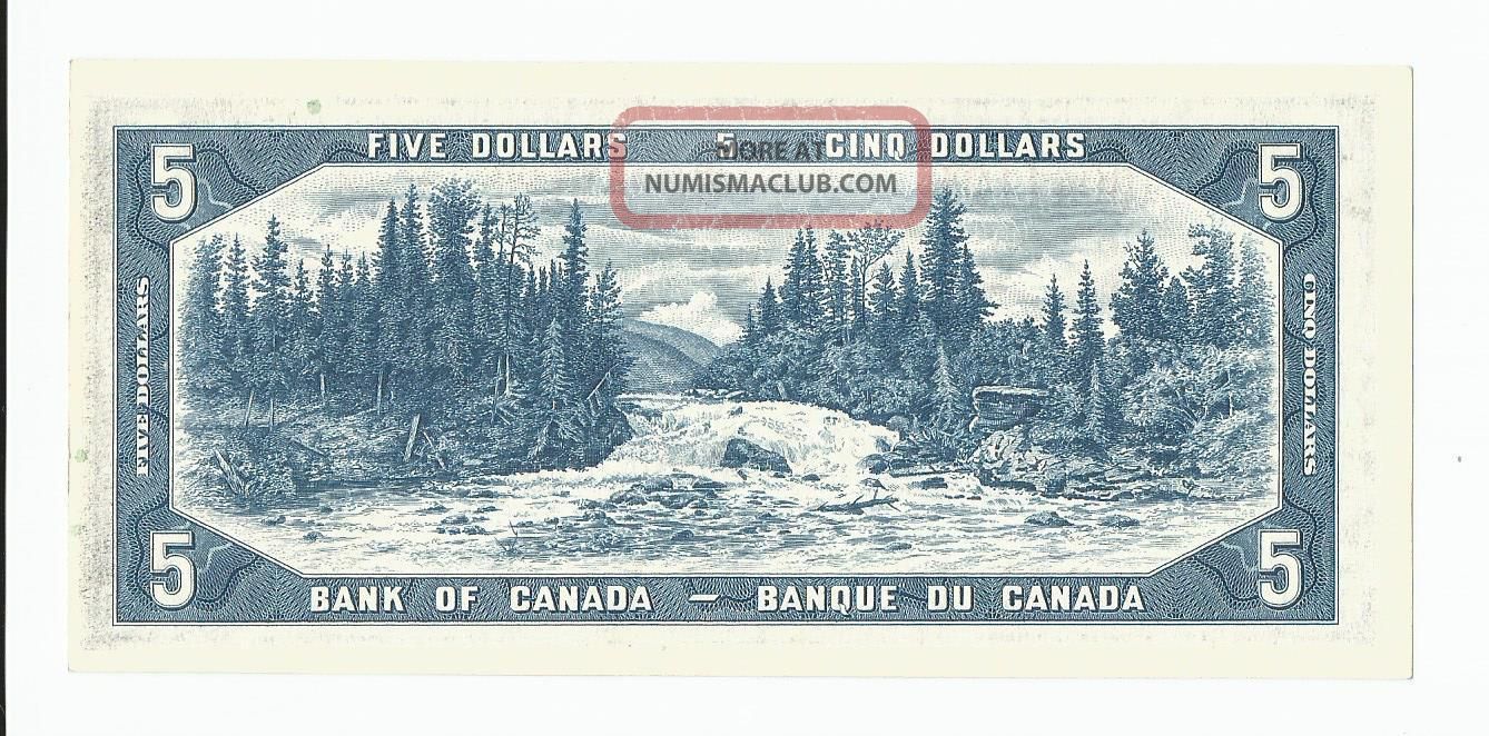 & Crisp Canadian Five Dollar 1954 Edition Bill Currency Note