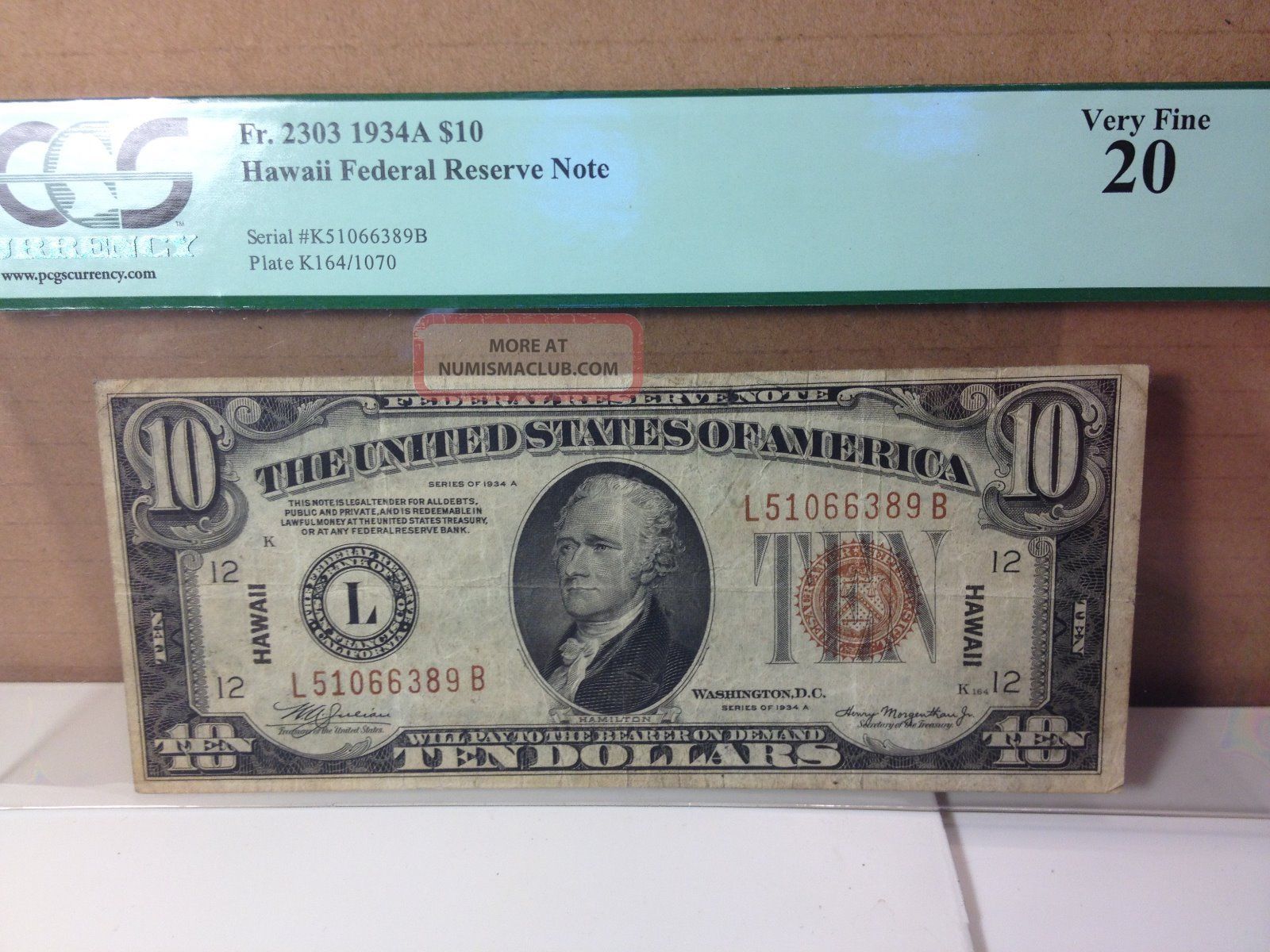 Pcgs Very Fine 20 Ten Dollar Hawaii Overprint Small Size Notes photo