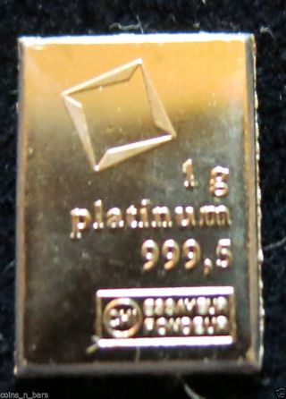 1 Gram Platinum Bar Valcambi Sa Suisse 999.  5 Pure Platinum Bar Lookers Welcome photo