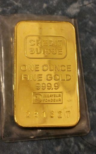 1 oz credit suisse gold bar .9999 fine in assay price