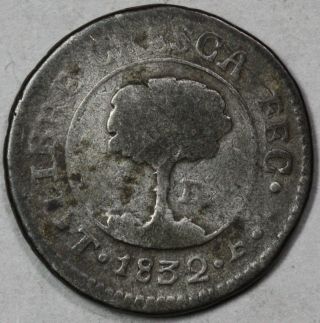 1832 Central American Republic 1/2 Real Rare 2 Year Type Honduras Silver Coin photo