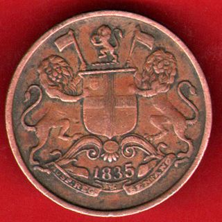 British India - 1835 - One Quarter Anna - East India Company - Rare Coin X - 25 photo