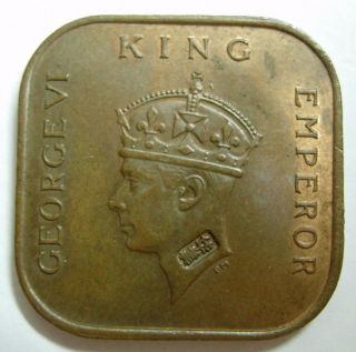 1940 Malaya 1 Cent Coin Chopped Mark 