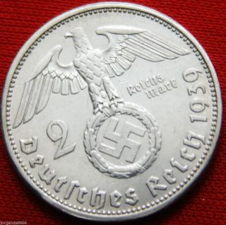 Third Reich Silver Coin 2 Reichsmark 1939 A Km 93 photo