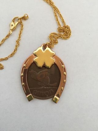 1928 Irish Pingn Coin - Horseshoe Good Luck Necklace photo