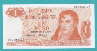 The Argentina 1 Peso Banknote Uncirculated 1969 photo