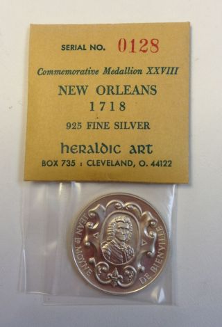 Orleans 1718 Heraldic Art Commemorative Medallion Xxviii.  925 Fine Silver photo