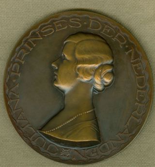 1927 Dutch Medal To Honor Princess Juliana,  Engraved By Jac.  J.  Van Goor photo