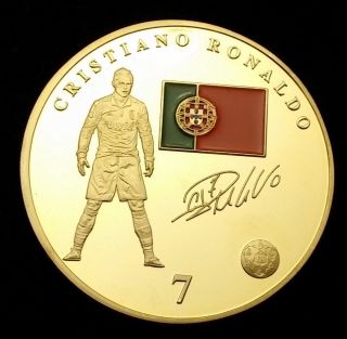 1oz Cristiano Ronaldo Real Madrid Soccer Finished In 24k Gold Coloured Clad Coin photo