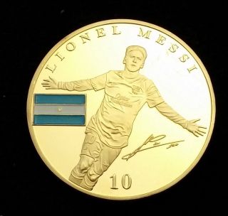 1 Oz Lionel Messi Fc Barcelona - Football World Cup Finished In 24k Gold Coin photo