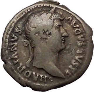 Hadrian 128ad Ancient Silver Roman Denarius Coin Rome Minerva Athena War I54368 photo