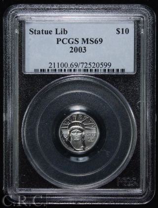 2003 $10 American Platinum Eagle (1/10 Oz) Pcgs Ms69 photo