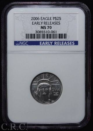 2006 $25 American Platinum Eagle (1/14 Oz) Ngc Ms70 Early Releases photo