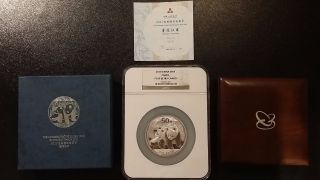 2010 China Silver Panda Coin 5 Oz.  Ngc Pf69 Uc Ncs Conserved W/ Box & photo