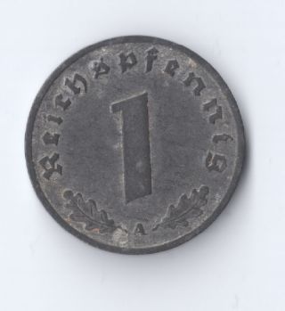 Germany Third Reich 1 Reichspfennig Coin 1942 A Jaeger 369 photo