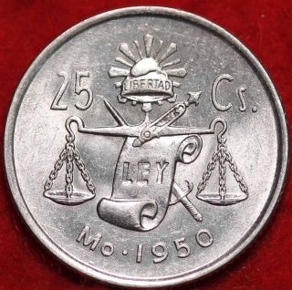 1950mo Mexico Silver 25 Centavos Foreign Coin S/h photo