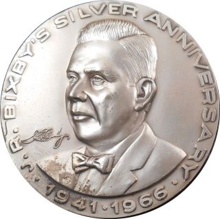 Rare 1966 Kansas City Life Insurance J.  R.  Bixby 25th Anniversary Silver Medal photo