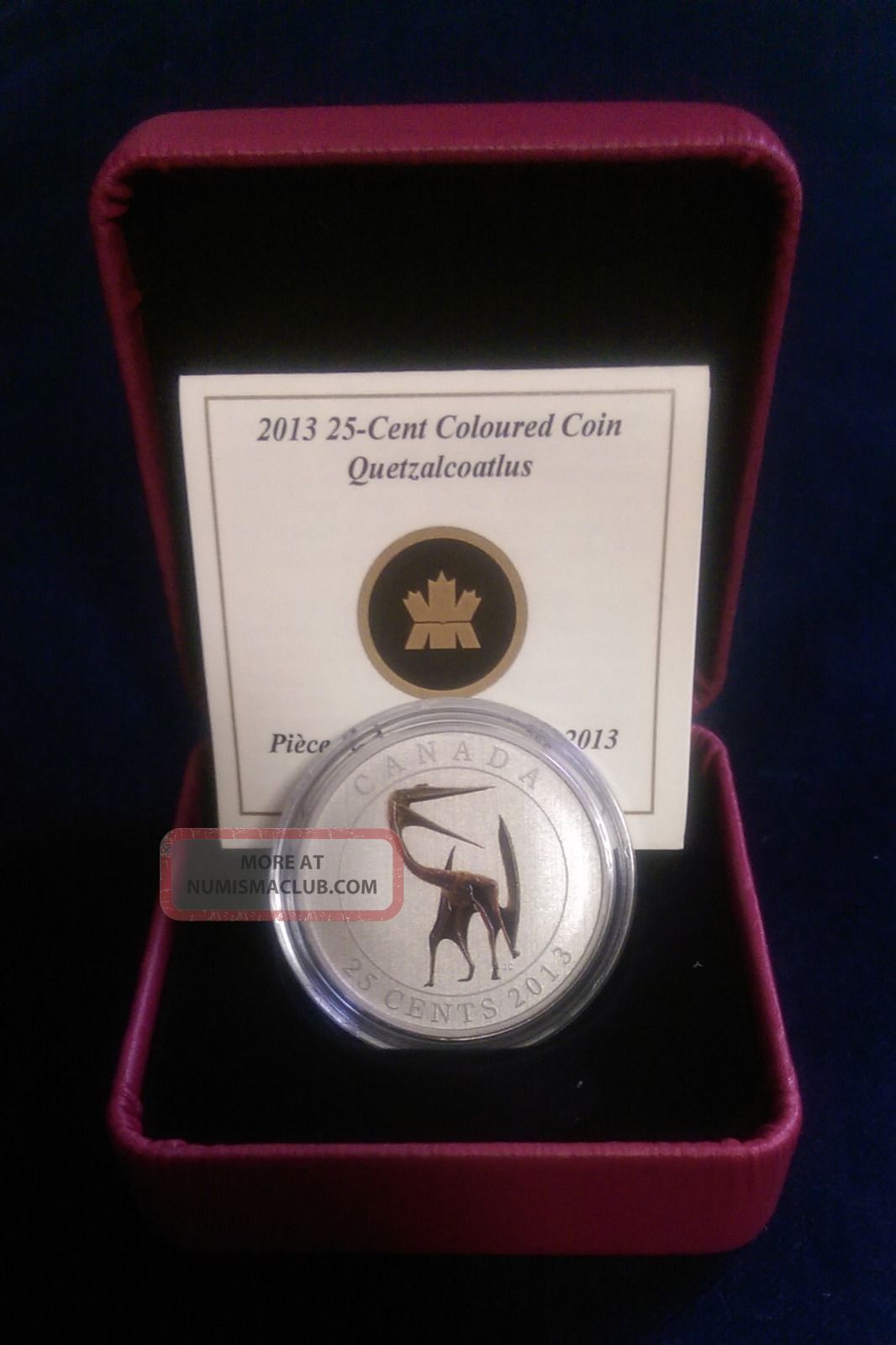2013 Canada 25 - Cent Quetzalcoatlus Glow - In - The - Dark Coloured Coin Coins: Canada photo