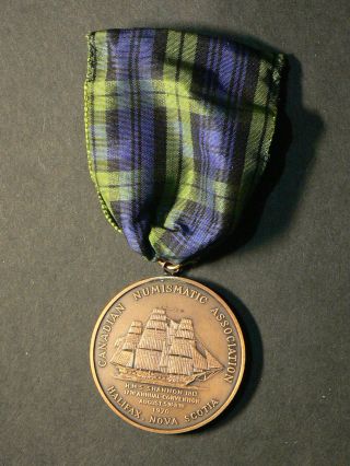 Halifax 1970 Canadian Numismatic Asso Bronze Medal With Ribbon 41mm,  38.  7 4469 photo