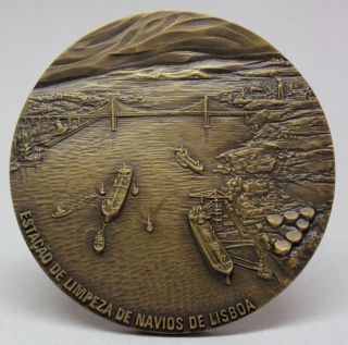 Lisbon Shipyard Lisnave 1980 Bronze Medal/ Tagus River Landscape 25 April Bridge photo