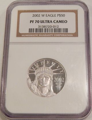 2002 - W $50 1/2 Ounce Platinum Pf 70 Ultra Cameo Ngc photo