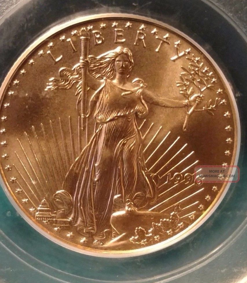 1996 $25 American Eagle 1/2 Ounce Gold Coin Pcgs Ms69 Gold photo
