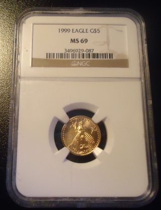 1999 1/10 Oz.  5$ Gold Eagle - Ngc Ms 69 photo
