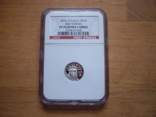 2006 W $10 American Eagle 1/10 Ounce Platinum Coin Ngc Pf70 Rare Fs photo